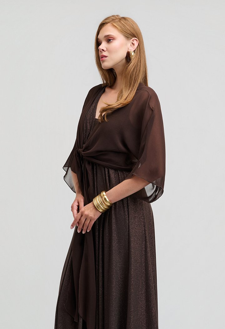 Chiffon bolero with a front tie fastening