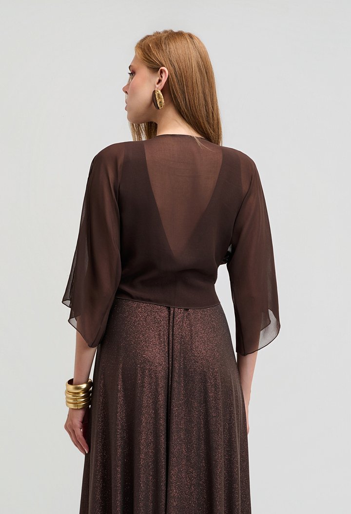 Chiffon bolero with a front tie fastening