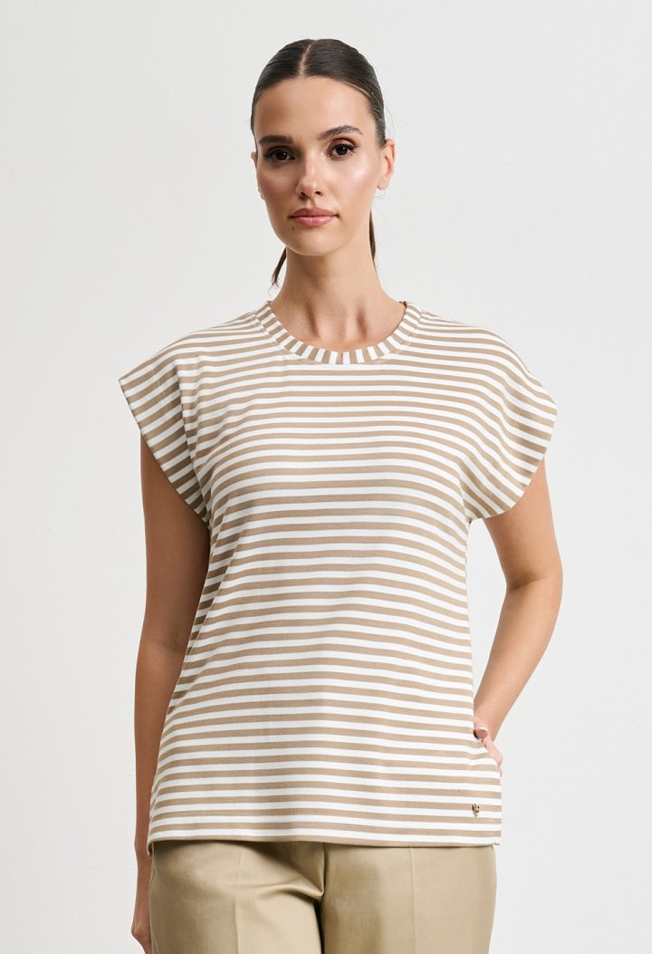 Striped blouse with a round neckline