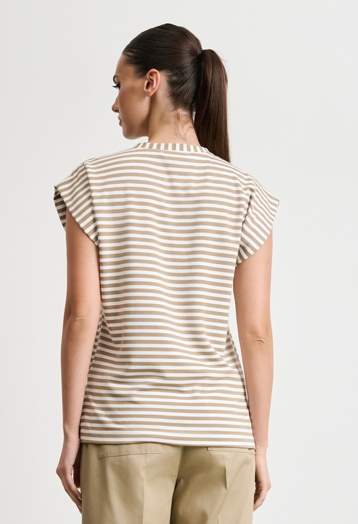 Striped blouse with a round neckline