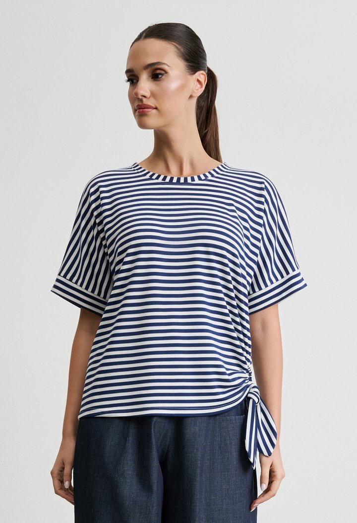 Striped blouse with side tie
