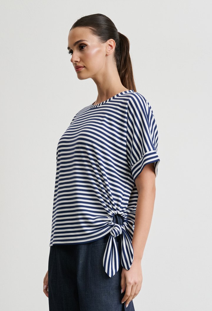 Striped blouse with side tie