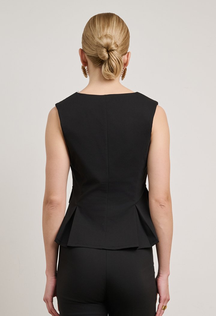 Αμάνικο τοπ με peplum και V λαιμόκοψη
