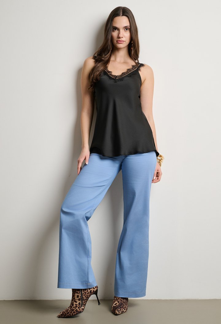 Satin top with lace
