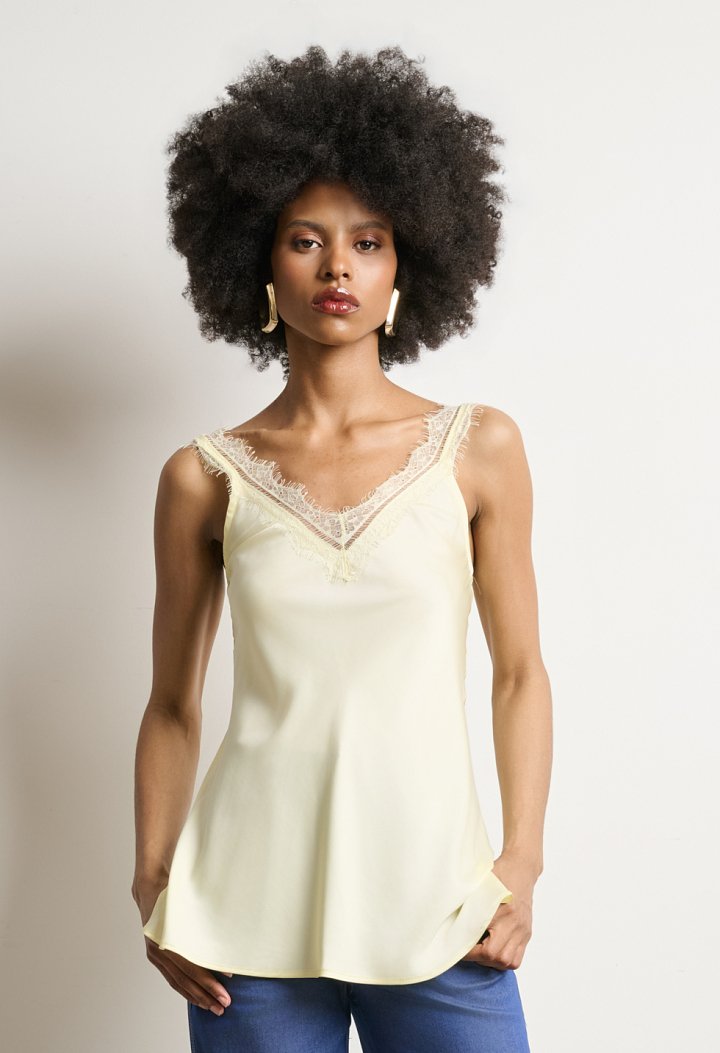 Satin top with lace