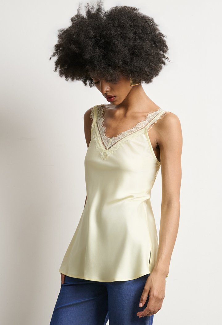 Satin top with lace