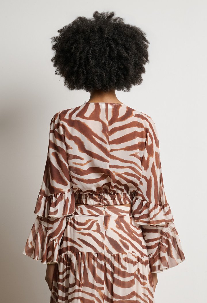 Brown zebra print wrap top