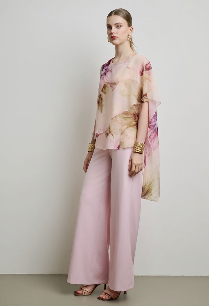 Ασύμμετρο floral top με αέρινη διαφάνεια