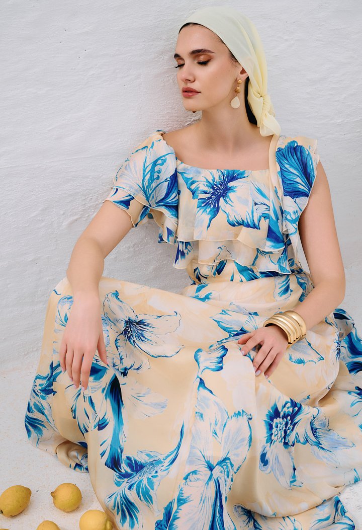 Floral off-shoulder top with ruffles