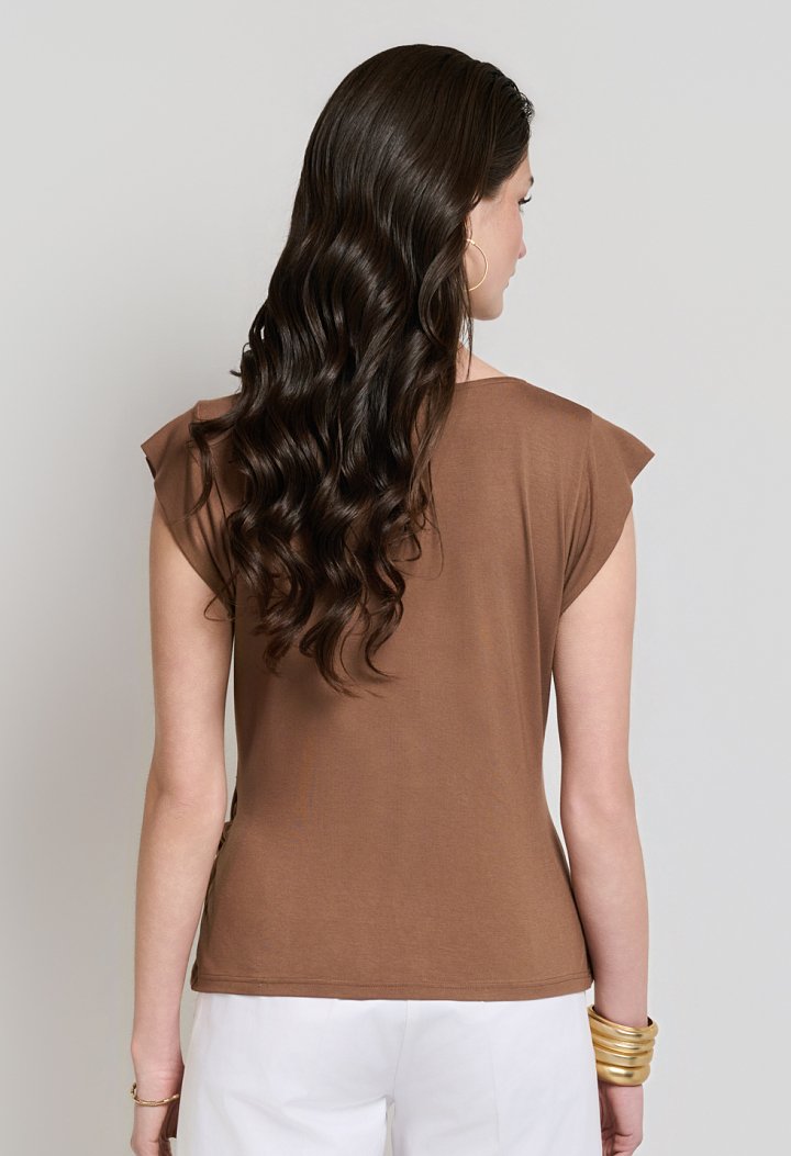 Blouse with side tie and ruching