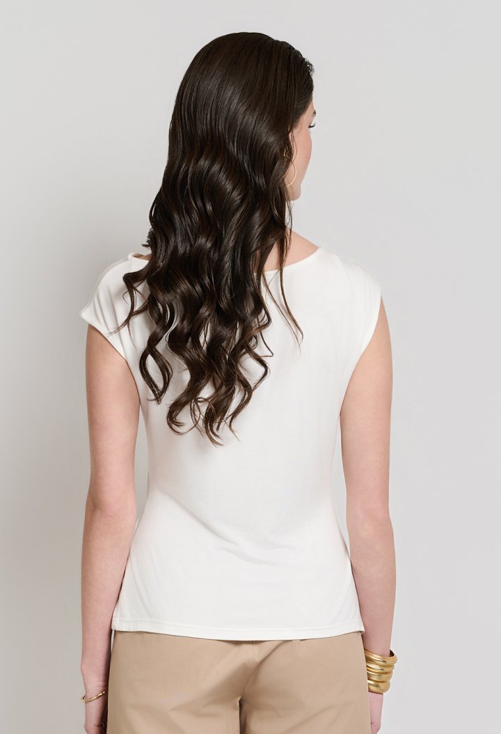 Top with metallic shoulder detail