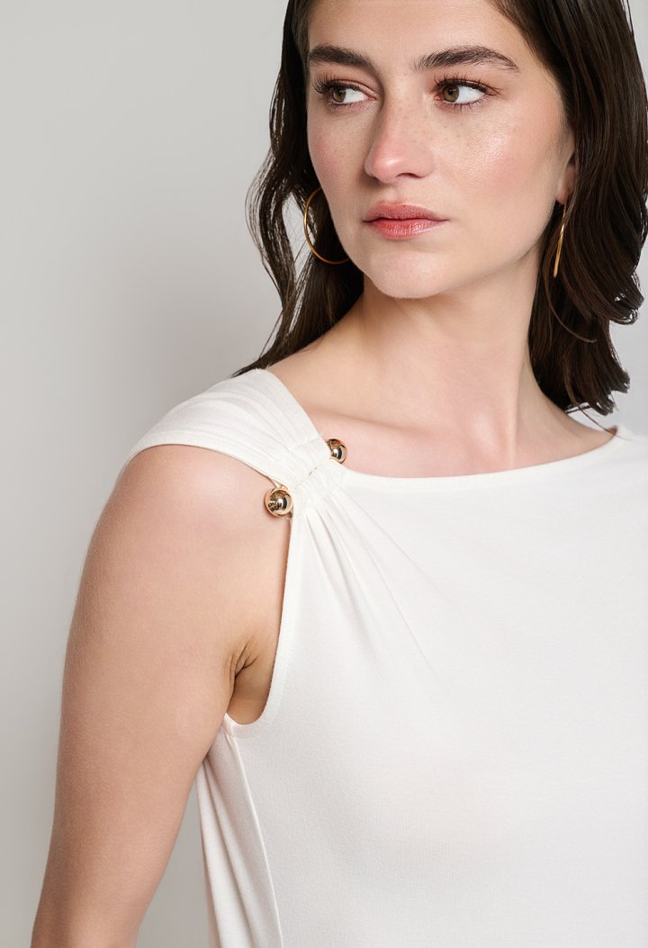 Top with metallic shoulder detail