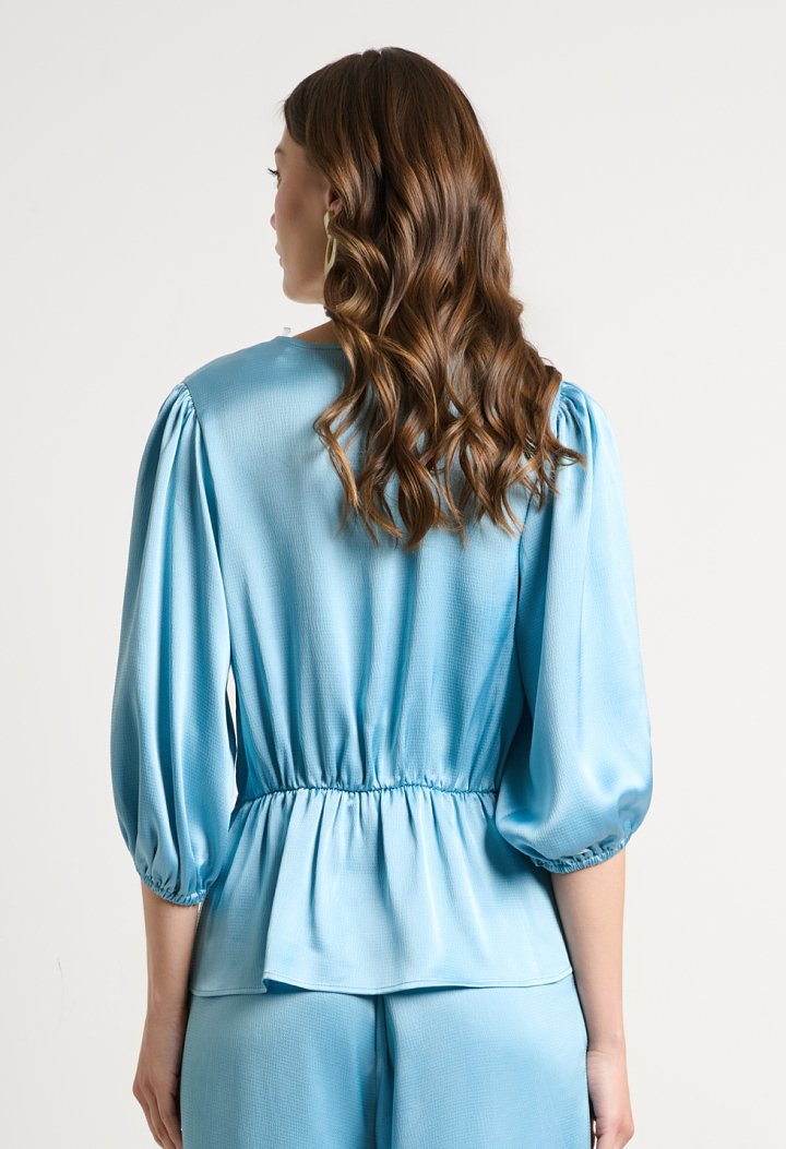 Satin wrap top with tie detail