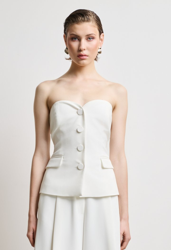 Strapless suit vest with buttons