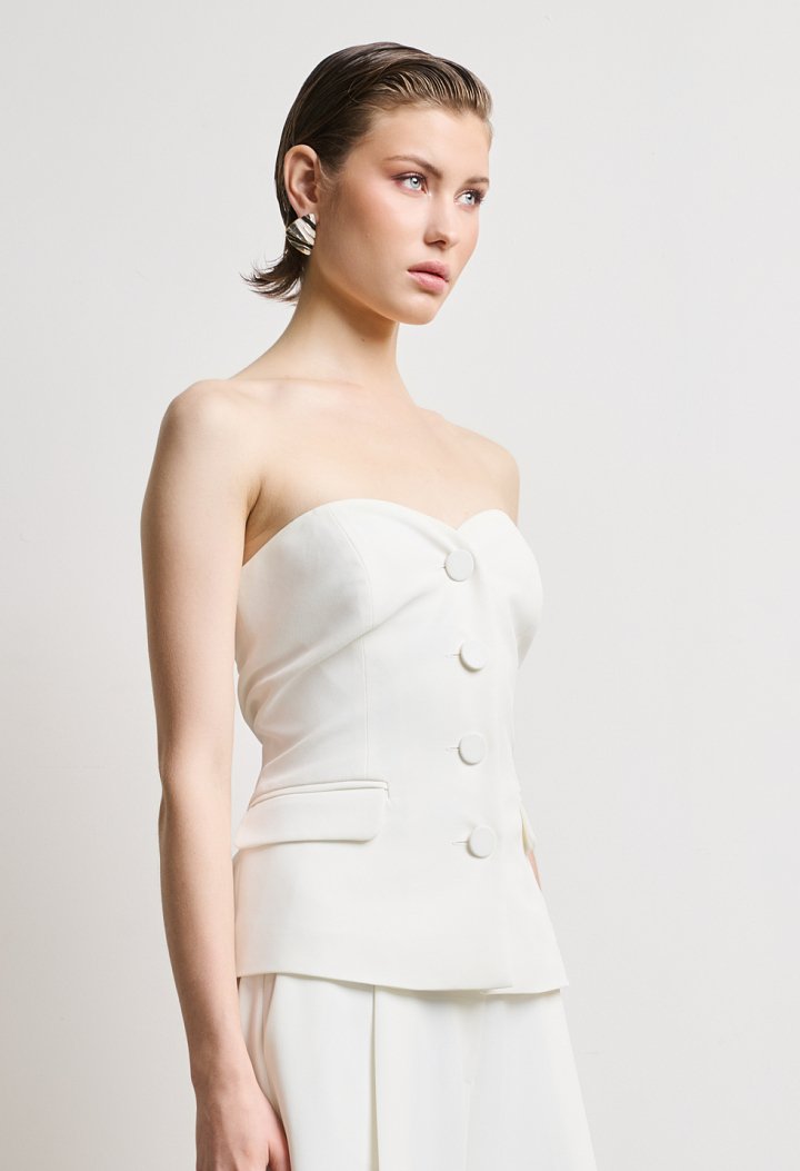 Strapless suit vest with buttons
