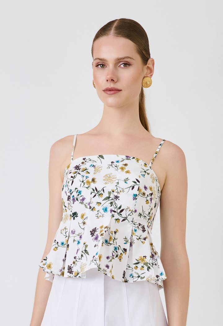 Floral crop top με ρυθμιζόμενες τιράντες