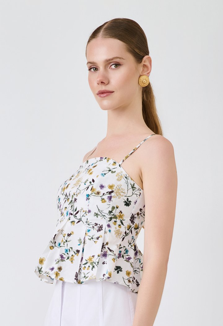 Floral crop top με ρυθμιζόμενες τιράντες