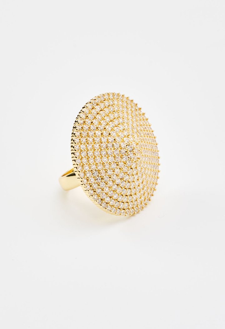 Round ring with rhinestones