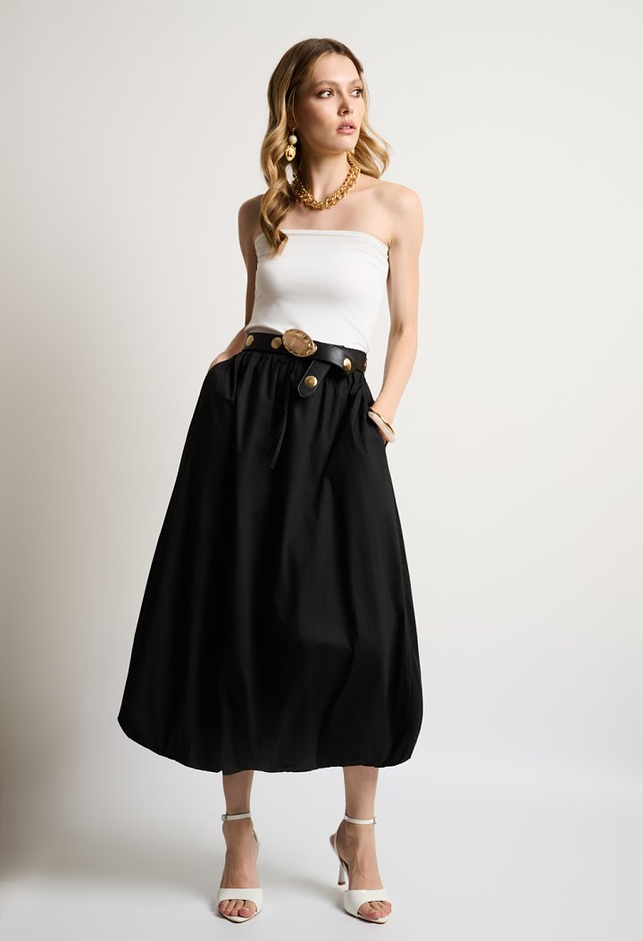 Midi balloon φούστα με ελαστική μέση