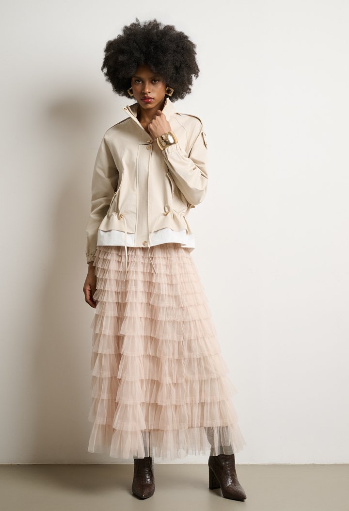 Layered tulle skirt with ruffles