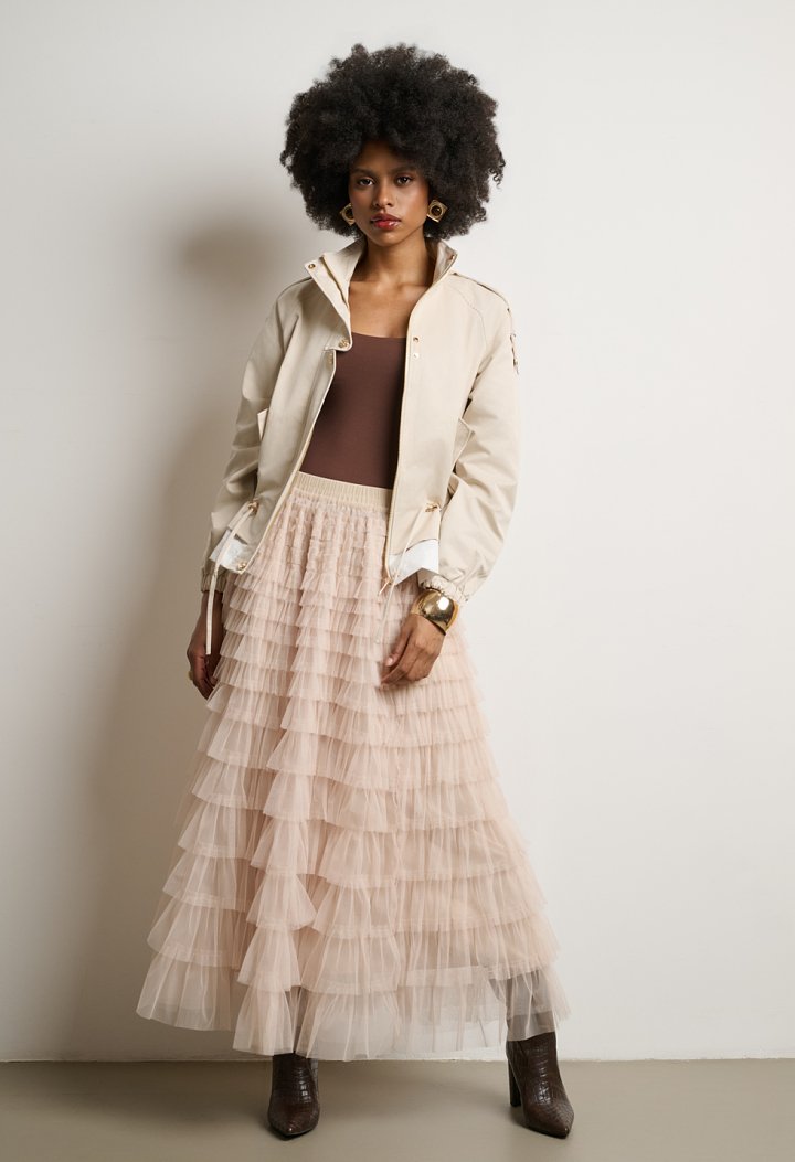 Layered tulle skirt with ruffles