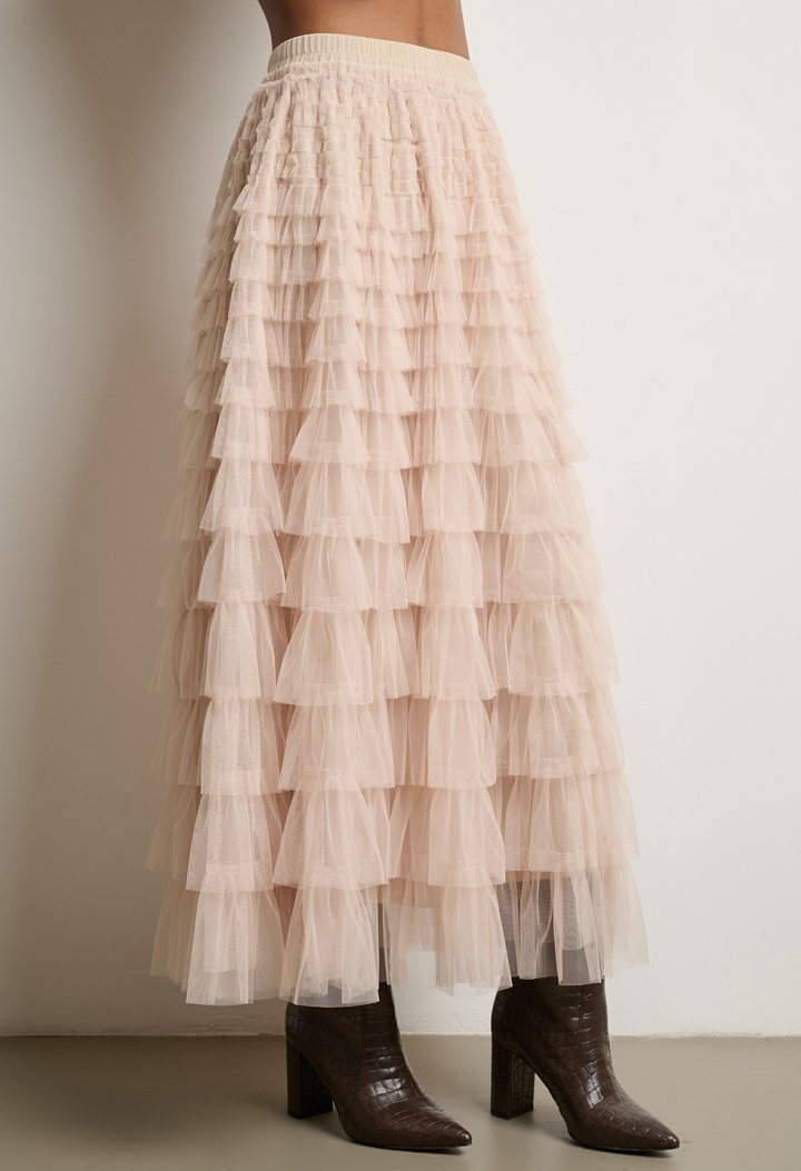 Layered tulle skirt with ruffles