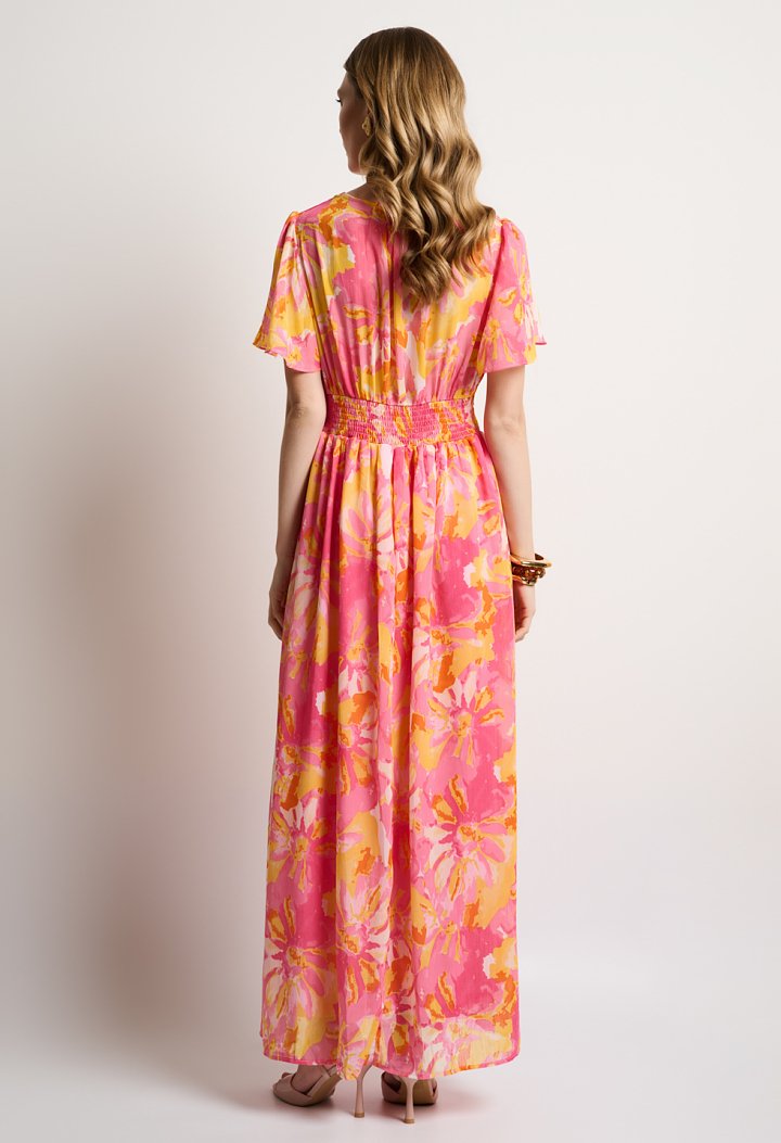 Floral maxi φόρεμα με ελαστική μέση