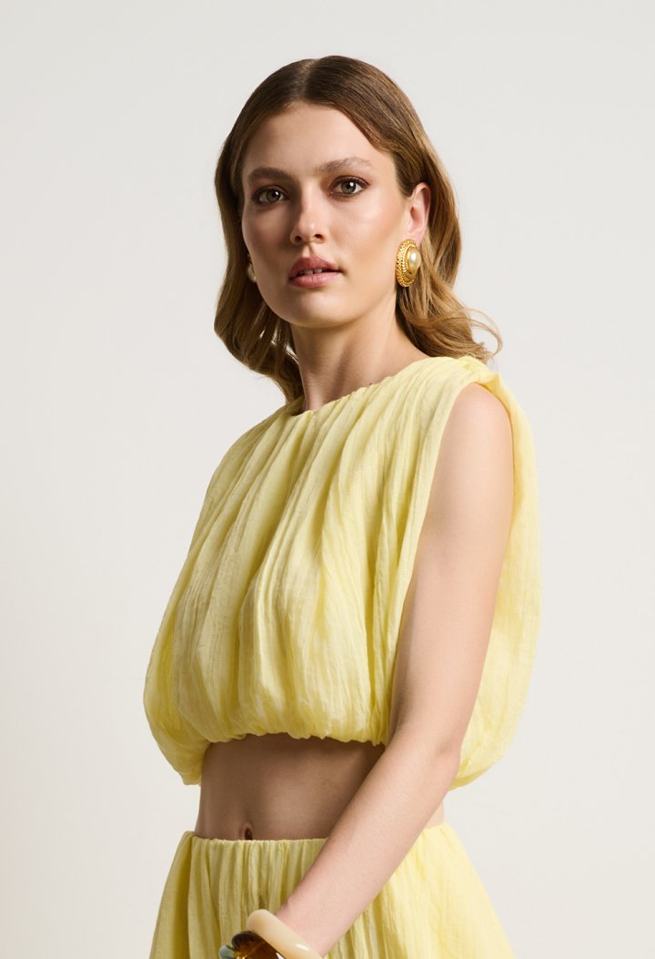 Κίτρινο balloon crop top
