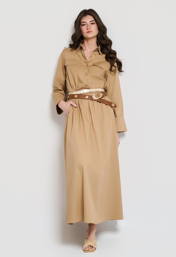 Beige set with a maxi skirt and shirt
