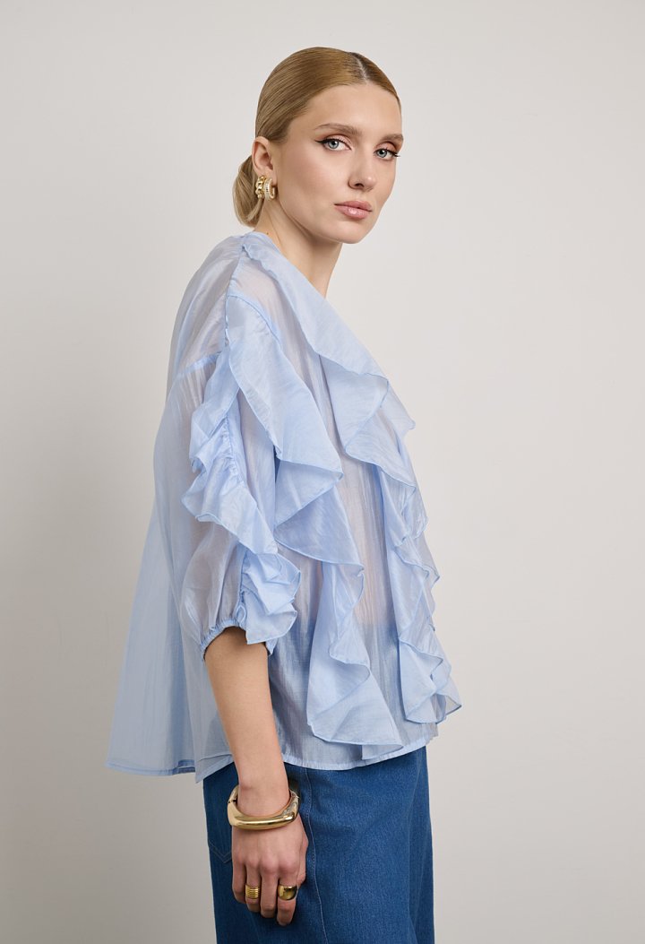 Blouse with ruffles and front buttons