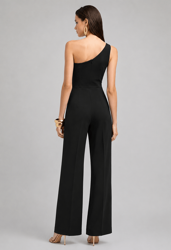 Ολόσωμη φόρμα one shoulder με μεταλλική αγκράφα