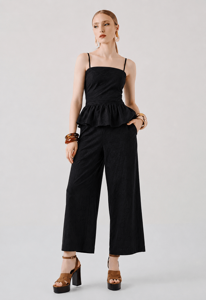 Broderie παντελόνα culotte ψηλόμεση