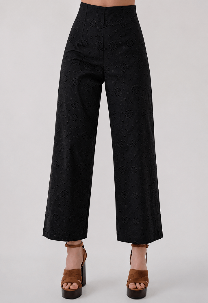 Broderie παντελόνα culotte ψηλόμεση