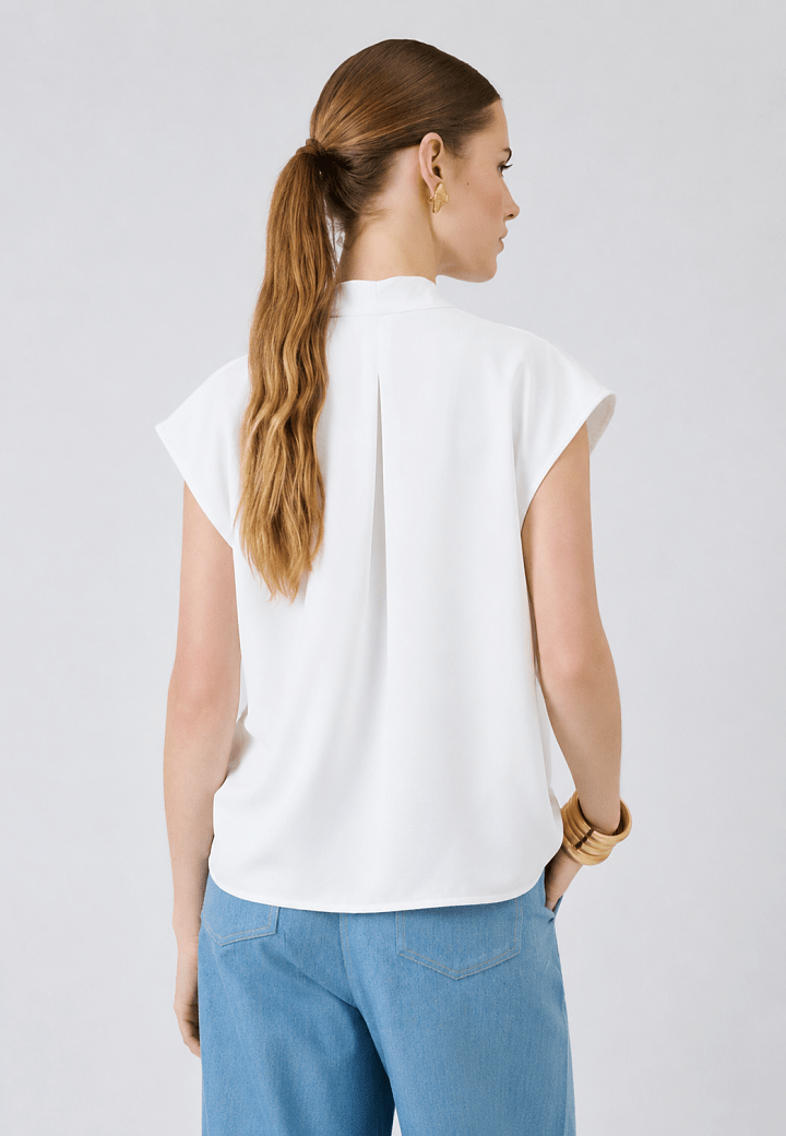 Wrap blouse with short sleeves