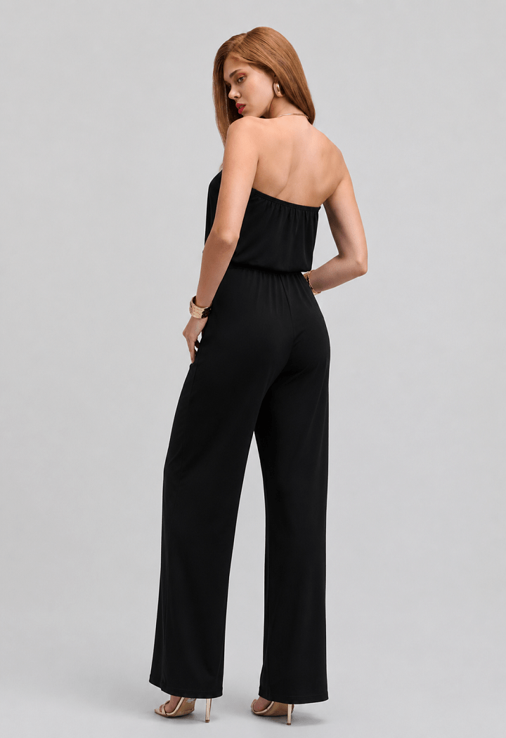 Elegant halter jumpsuit με μεταλλική λεπτομέρεια