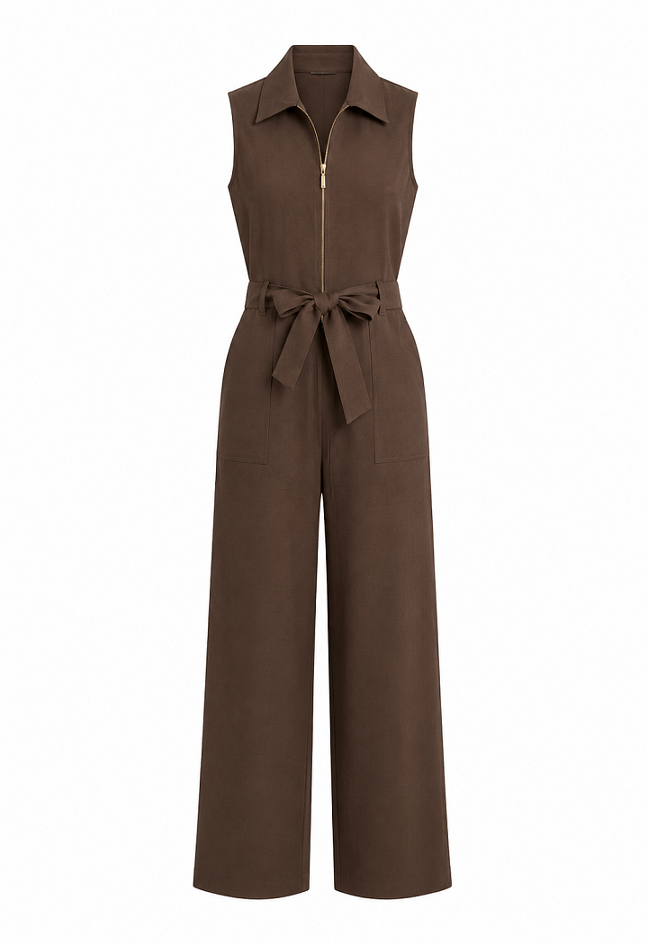 Sleeveless jumpsuit with zipper