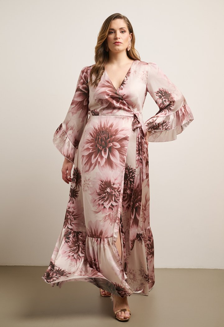 Printed wrap maxi dress