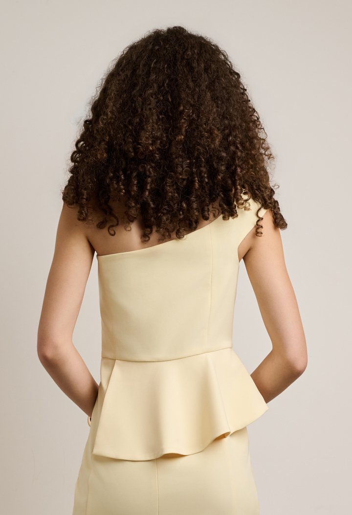 One-shoulder midi dress with peplum