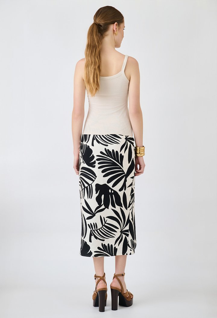 Midi skirt with tropical print