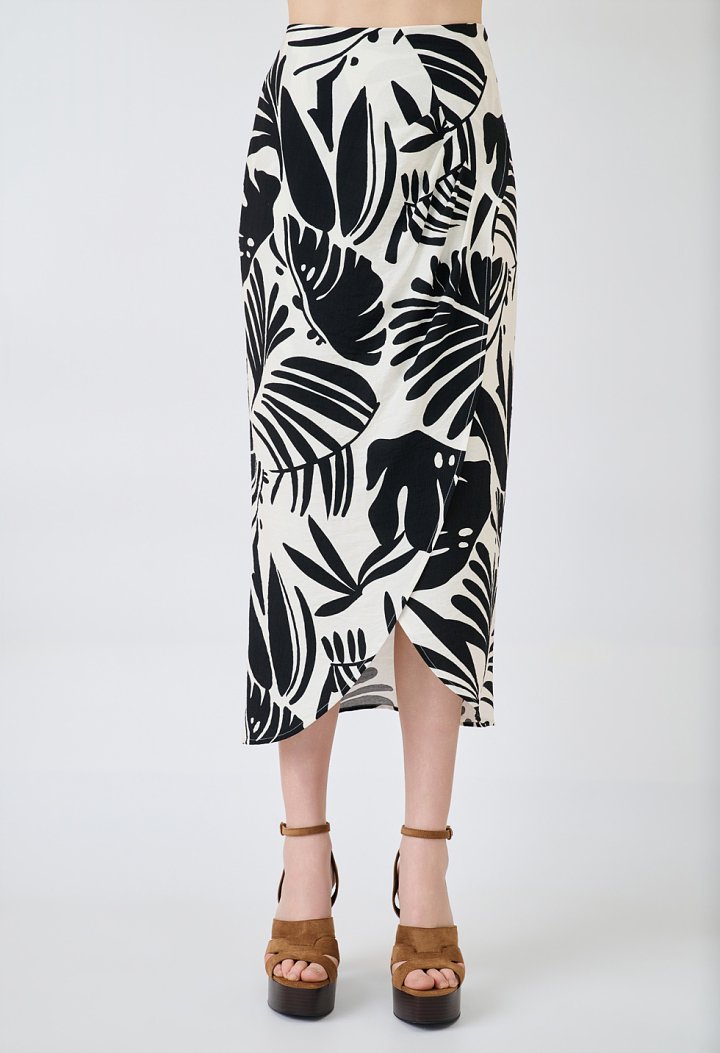 Midi skirt with tropical print