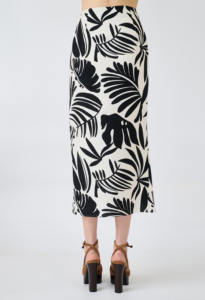 Midi skirt with tropical print