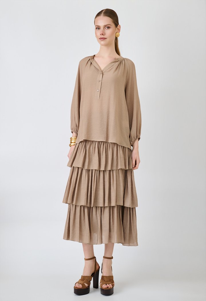 Midi skirt with ruffles