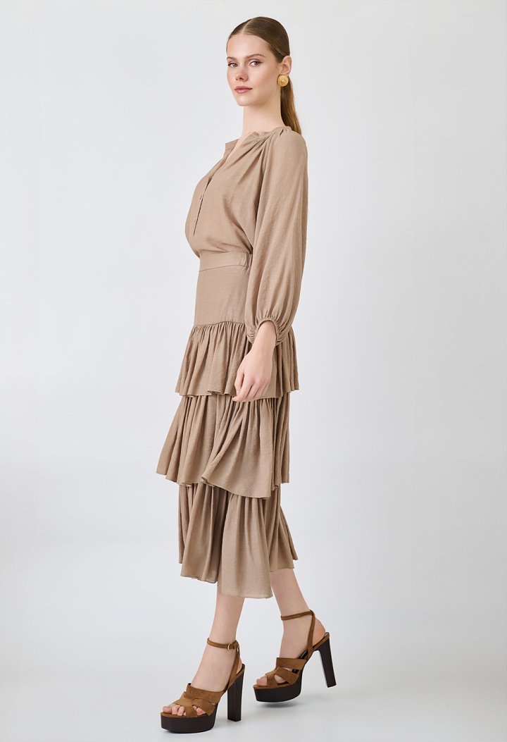 Midi skirt with ruffles