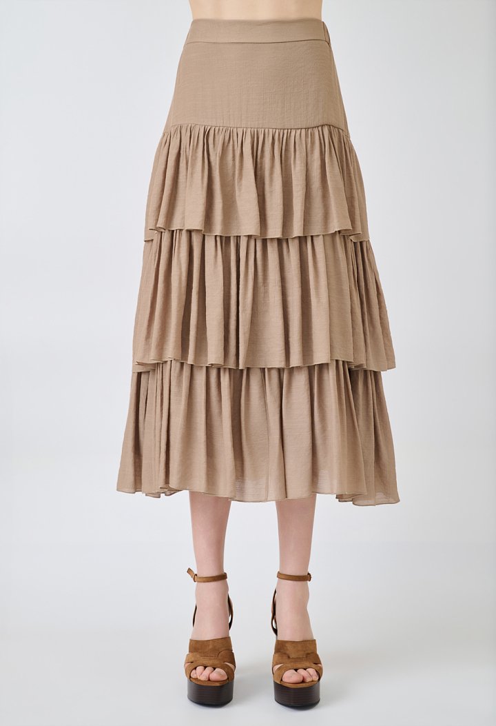 Midi skirt with ruffles