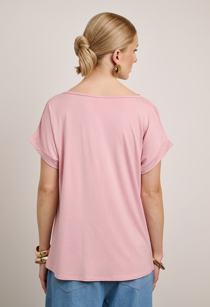 Blouse with Metallic Heart Detail on the Shoulder