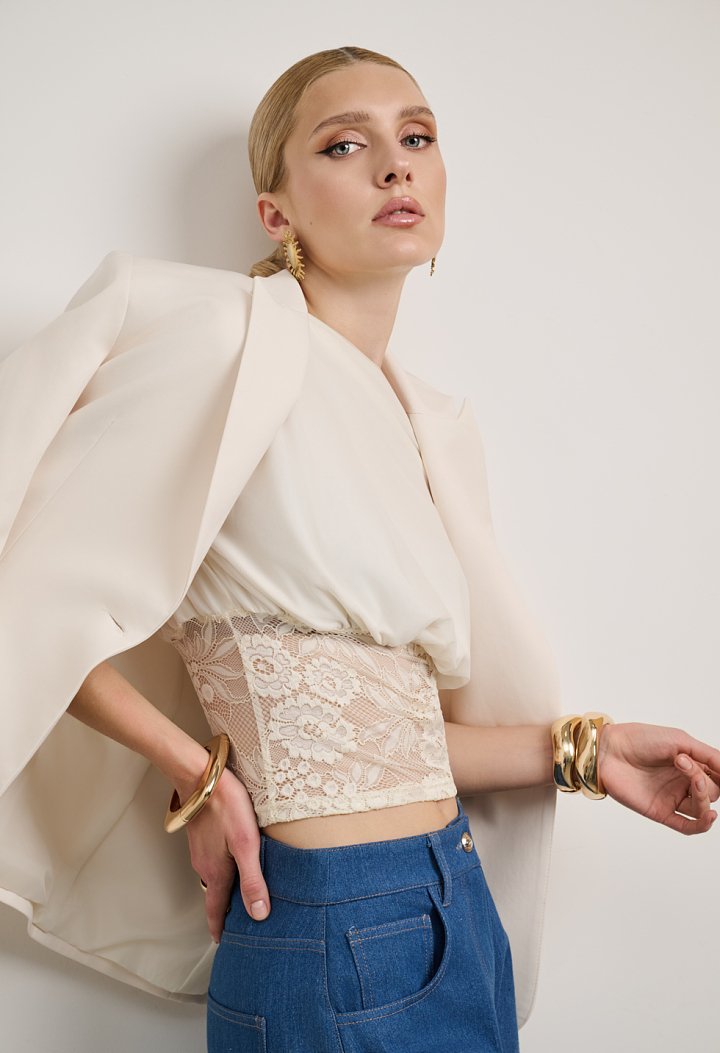 Asymmetric top with lace trim