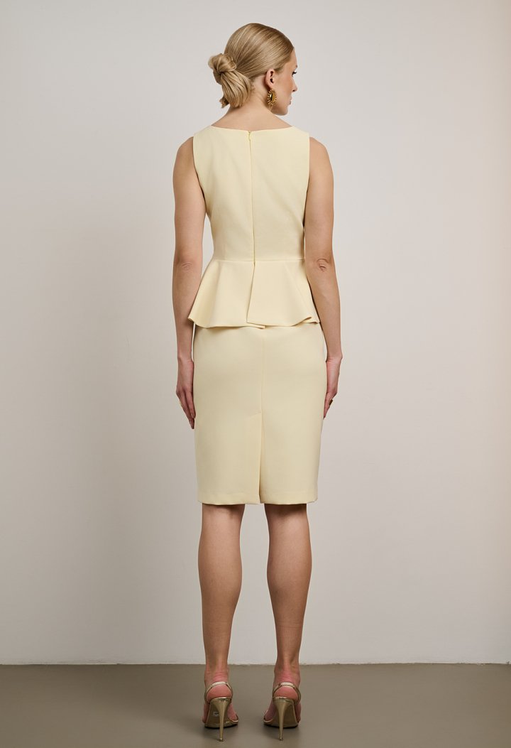 Midi dress with peplum and waist belt