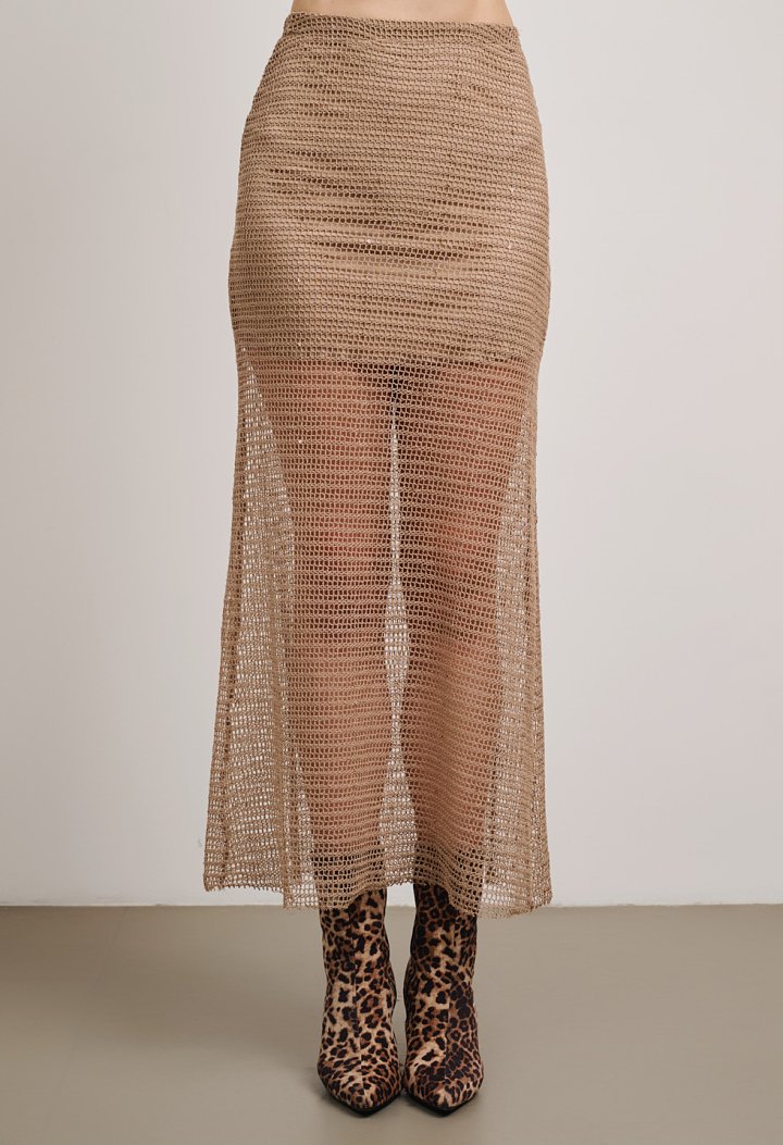 Knitted skirt with an openwork texture