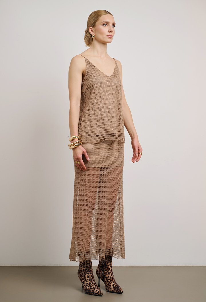 Knitted skirt with an openwork texture