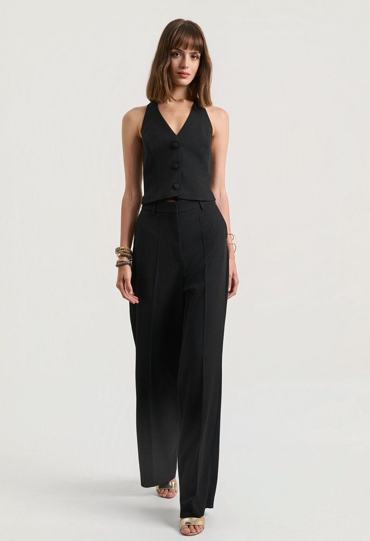 Halter jumpsuit with buttons